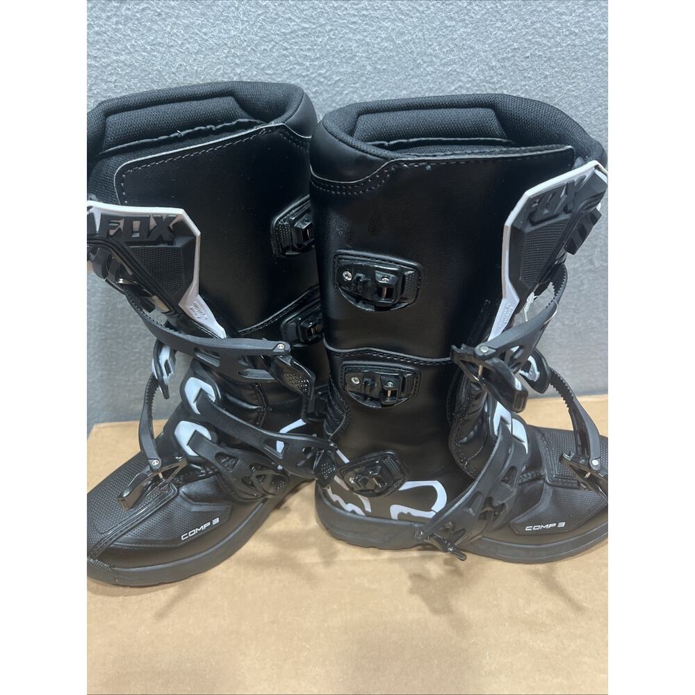 Fox Racing Youth Comp 3 Motocross Riding Dirt Bike Boots White Black Size Y6 - Picture 10 of 11